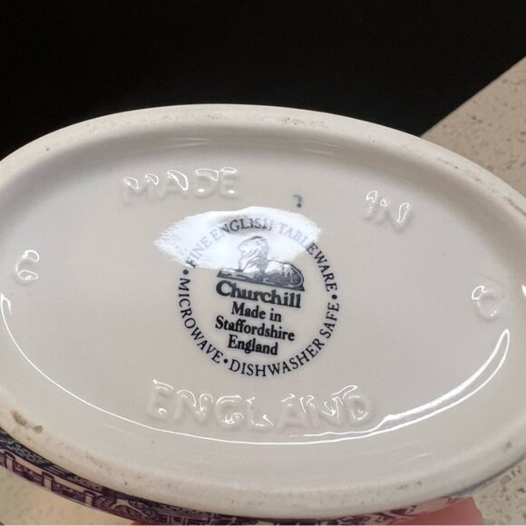 Vintage 1950s CHURCHILL Blue Willow Platter Gravy Boat Set Made in England - Picture 14 of 15